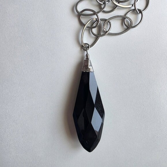 Silver and Black Pendant Necklace - Picture 2 of 7
